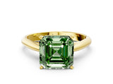 Yellow gold Fancy Green Asscher Cut Diamond Solitaire Engagement Ring with Cathedral Setting and Four-Prong Mount_24