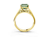 Yellow gold Fancy Green Asscher Cut Diamond Solitaire Engagement Ring with Cathedral Setting and Four-Prong Mount_42
