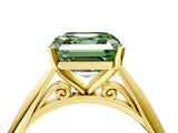 Yellow gold Fancy Green Asscher Cut Diamond Solitaire Engagement Ring with Cathedral Setting and Four-Prong Mount_43