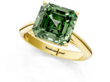 Yellow gold Fancy Green Asscher Cut Diamond Solitaire Engagement Ring with Cathedral Setting and Four-Prong Mount_73