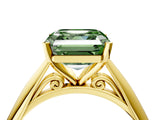 Yellow gold Fancy Green Asscher Cut Diamond Solitaire Engagement Ring with Cathedral Setting and Four-Prong Mount_76