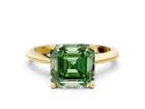 Yellow gold Fancy Green Asscher Cut Diamond Solitaire Engagement Ring with Classic Band and Four-Prong Setting_22