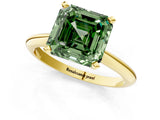 Yellow gold Fancy Green Asscher Cut Diamond Solitaire Engagement Ring with Classic Band and Four-Prong Setting_23