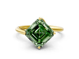 Yellow gold Fancy Green Asscher Cut Diamond Solitaire Engagement Ring with Four-Prong Setting and Classic Band_54