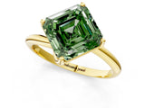 Yellow gold Fancy Green Asscher Cut Diamond Solitaire Engagement Ring with Four-Prong Setting and Classic Band_55