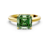 Yellow gold Fancy Green Asscher Cut Diamond Solitaire Engagement Ring with Round Band and Four-Prong Setting_89