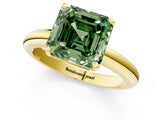 Yellow gold Fancy Green Asscher Cut Diamond Solitaire Engagement Ring with Round Band and Four-Prong Setting_90