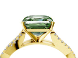 Yellow gold Fancy Green Asscher Cut Diamond Solitaire Engagement Ring with Twisted Pavé Band and Four-Prong Setting_52