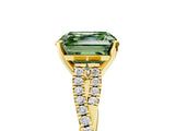 Yellow gold Fancy Green Asscher Cut Diamond Solitaire Engagement Ring with Twisted Pavé Band and Four-Prong Setting_53