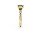 Yellow gold Fancy Green Asscher Cut Diamond Solitaire Pavé Engagement Ring with Round Band and Prong Setting_14