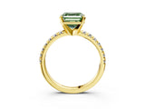 Yellow gold Fancy Green Asscher Cut Diamond Solitaire Pavé Engagement Ring with Round Band and Prong Setting_15