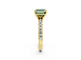 Yellow gold Fancy Green Asscher Cut Diamond Solitaire Pavé Engagement Ring with Round Band and Prong Setting_50
