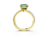 Yellow gold Fancy Green Asscher Cut Diamond Solitaire Pavé Engagement Ring with Round Band and Prong Setting_51