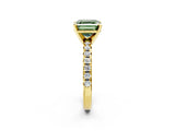 Yellow gold Fancy Green Asscher Cut Diamond Solitaire Pavé Engagement Ring with Round Band and Prong Setting_86