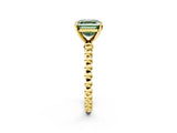 Yellow gold Fancy Green Asscher Cut Diamond Solitaire Ring with Beaded Band and Prong Setting_47