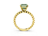 Yellow gold Fancy Green Asscher Cut Diamond Solitaire Ring with Beaded Band and Prong Setting_48