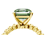 Yellow gold Fancy Green Asscher Cut Diamond Solitaire Ring with Beaded Band and Prong Setting_49