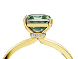 Yellow gold Fancy Green Asscher Cut Diamond Solitaire Ring with Classic Band and Four-Prong Setting_4