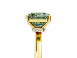 Yellow gold Fancy Green Asscher Cut Diamond Solitaire Ring with Classic Band and Four-Prong Setting_5