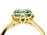 Yellow gold Fancy Green Asscher Cut Diamond Solitaire Ring with Flower Prong Setting and Classic Band_40