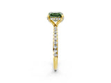 Yellow gold Fancy Green Asscher Cut Diamond Solitaire Ring with Four-Prong Setting and Pavé Band_5