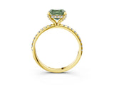 Yellow gold Fancy Green Asscher Cut Diamond Solitaire Ring with Four-Prong Setting and Pavé Band_6