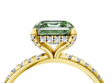 Yellow gold Fancy Green Asscher Cut Diamond Solitaire Ring with Four-Prong Setting and Pavé Band_7