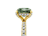 Yellow gold Fancy Green Asscher Cut Diamond Solitaire Ring with Four-Prong Setting and Pavé Band_8