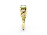 Yellow gold Fancy Green Asscher Cut Diamond Solitaire Ring with Milgrain Pavé Band and Four-Prong Setting_19