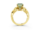 Yellow gold Fancy Green Asscher Cut Diamond Solitaire Ring with Milgrain Pavé Band and Four-Prong Setting_20