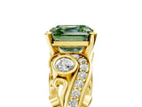 Yellow gold Fancy Green Asscher Cut Diamond Solitaire Ring with Milgrain Pavé Band and Four-Prong Setting_22