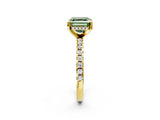 Yellow gold Fancy Green Asscher Cut Diamond Solitaire Ring with Pavé Band and Four-Prong Setting_51