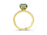 Yellow gold Fancy Green Asscher Cut Diamond Solitaire Ring with Pavé Band and Four-Prong Setting_52