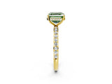 Yellow gold Fancy Green Asscher Cut Diamond Solitaire Ring with Pavé Band and Hidden Halo_23
