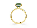 Yellow gold Fancy Green Asscher Cut Diamond Solitaire Ring with Pavé Band and Hidden Halo_24