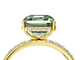 Yellow gold Fancy Green Asscher Cut Diamond Solitaire Ring with Pavé Band and Hidden Halo_25