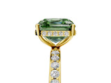 Yellow gold Fancy Green Asscher Cut Diamond Solitaire Ring with Pavé Band and Hidden Halo_26