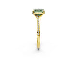 Yellow gold Fancy Green Asscher Cut Diamond Solitaire Ring with Pavé Band and Prong Setting_14