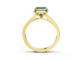Yellow gold Fancy Green Asscher Cut Diamond Solitaire Ring with Pavé Band and Prong Setting_15