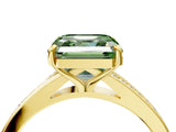 Yellow gold Fancy Green Asscher Cut Diamond Solitaire Ring with Pavé Band and Prong Setting_16