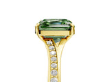 Yellow gold Fancy Green Asscher Cut Diamond Solitaire Ring with Pavé Band and Prong Setting_17