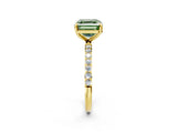 Yellow gold Fancy Green Asscher Cut Diamond Solitaire Ring with Pave Band and Four Prong Setting_19
