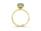 Yellow gold Fancy Green Asscher Cut Diamond Solitaire Ring with Pave Band and Four Prong Setting_20