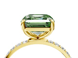 Yellow gold Fancy Green Asscher Cut Diamond Solitaire Ring with Pave Band and Four Prong Setting_21