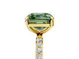 Yellow gold Fancy Green Asscher Cut Diamond Solitaire Ring with Pave Band and Four Prong Setting_22