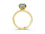 Yellow gold Fancy Green Asscher Cut Diamond Solitaire Ring with Round  Pavé Band and Four-Prong Setting_39