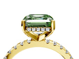 Yellow gold Fancy Green Asscher Cut Diamond Solitaire Ring with Round  Pavé Band and Four-Prong Setting_40