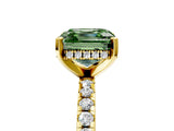 Yellow gold Fancy Green Asscher Cut Diamond Solitaire Ring with Round  Pavé Band and Four-Prong Setting_41