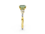 Yellow gold Fancy Green Asscher Cut Diamond Solitaire Ring with Side Stones and Four-Prong Setting_31