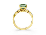 Yellow gold Fancy Green Asscher Cut Diamond Solitaire Ring with Side Stones and Four-Prong Setting_32